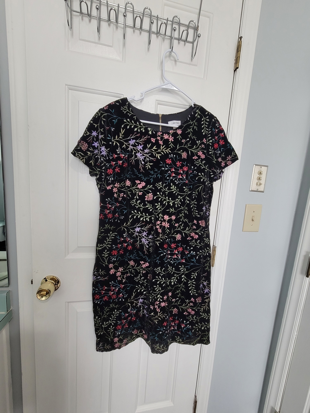Floral Black Velvet Mini Dress